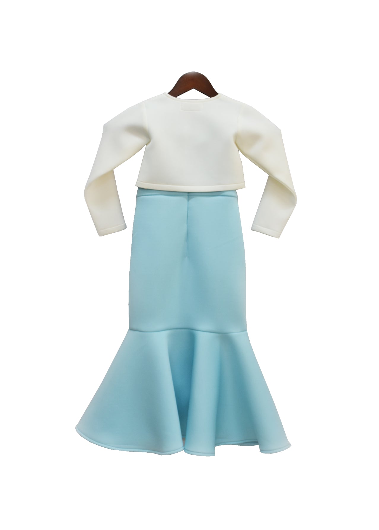 Kids Dresses: Girls Blue Neoprene Fish Cut Dress With Jacket | Perfect Panache Kids Dresses: Girls Blue Neoprene Fish Cut Dress With Jacket | Perfect Panache