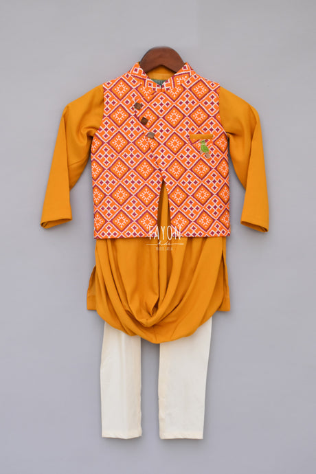 Boys Printed Nehru Jacket 