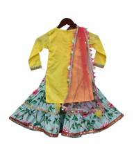 Load image into Gallery viewer, Girls Bright Yellow Kurti With Printed Sharara