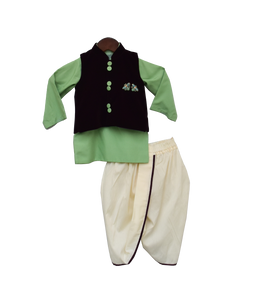 Boys Burgandi Velvet Nehru Jacket Set