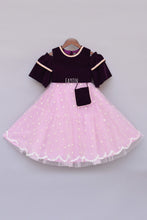 Load image into Gallery viewer, Girls Burgandi Velvet Top With Pink Net Lehenga