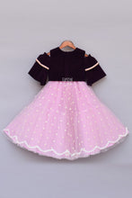 Load image into Gallery viewer, Girls Burgandi Velvet Top With Pink Net Lehenga