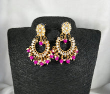 Load image into Gallery viewer, Lightweight Kundan Polki Chandbalis With Bead Drops