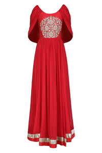 Perfect Panache Cape Sleeves Gown in USA