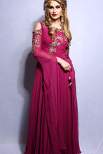 Load image into Gallery viewer, Cold Shoulder Long Sleeve Gown With Handwork