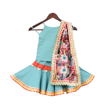 Load image into Gallery viewer, Girls Cotton Foil Printed Kurti With Sharara &amp; Printed Dupatta