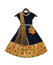 Load image into Gallery viewer, Girls Dark Blue Georgette Anarkali