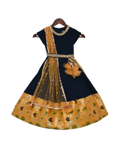 Girls Dark Blue Georgette Anarkali