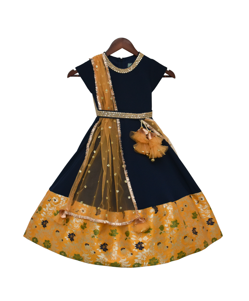 Girls Dark Blue Georgette Anarkali