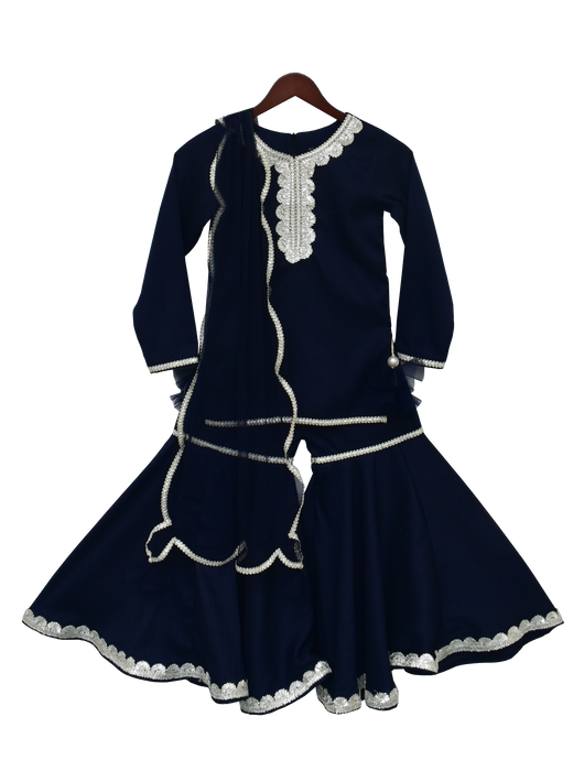 Girls Dark Blue Kurti With Sharara