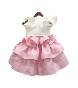 Girls Doll Emblem Crop Top With Baby Pink Skirt