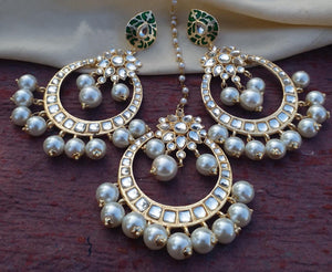 Buy Kundan pearl Chandbali Indian Party Eva Earrings: Perfect Panache