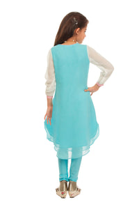 Girls Blue And White Kalidaar Set-Indian girls dress