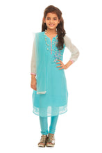 Load image into Gallery viewer, Girls Blue And White Kalidaar Set