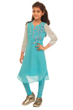 Load image into Gallery viewer, Girls Blue And White Kalidaar Set-Indian girls dress