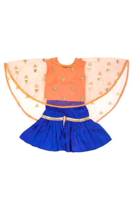 Girls Blue Sharara With Cape