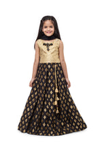 Load image into Gallery viewer, Girls Gold And Black Lehenga