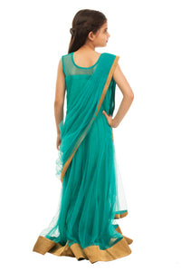 Girls Green Draped Gown