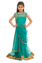 Load image into Gallery viewer, Girls Green Draped Gown