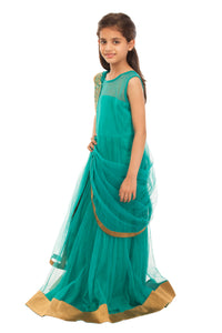 Girls Green Draped Gown