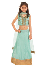 Load image into Gallery viewer, Girls Green Mint Zardozi Lehenga