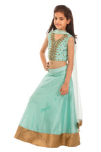 Load image into Gallery viewer, Girls Green Mint Zardozi Lehenga