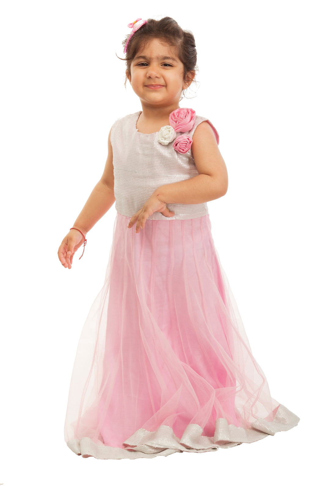 Girls Pink Sequinced Gown