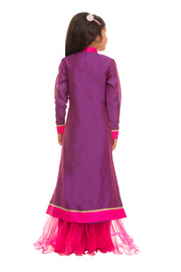 Girls Purple Pink Jacket Lehenga Set