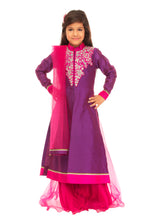 Load image into Gallery viewer, Girls Purple Pink Jacket Lehenga Set