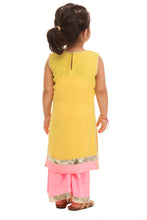 Load image into Gallery viewer, Girls Yellow And Pink Crepe Suit