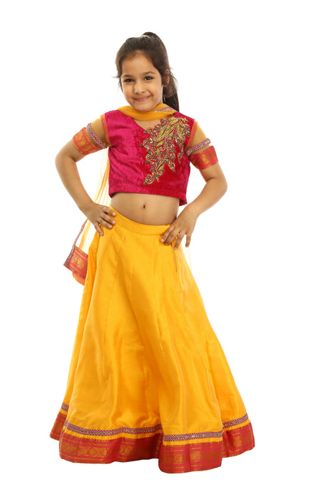 Girls Yellow And Red Lehenga