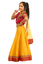Load image into Gallery viewer, Perfect Panache - Girls Yellow And Red Lehenga