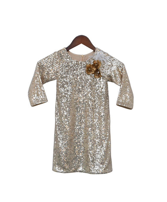 Girls Gold Sequence Dress