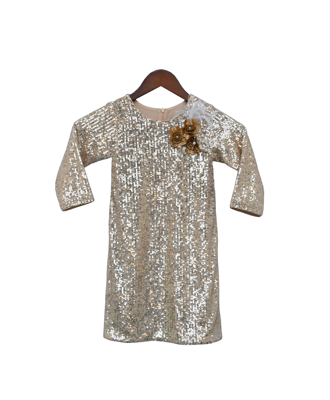 Girls Gold Sequence Dress