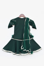 Load image into Gallery viewer, Girls Green Mirror And Thread Work Kurti And Sharara