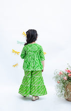 Load image into Gallery viewer, Girls Green Printed Kurti Sharara Set