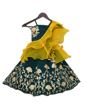 Load image into Gallery viewer, Girls Green Yellow Gota Lehenga Choli