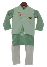 Load image into Gallery viewer, Boys Green Linen Nehru Jacket
