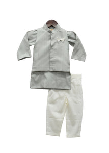 BOYS Grey Jacket With Kurta And Pant