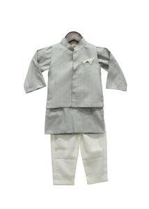 BOYS Grey Jacket With Kurta And Pant