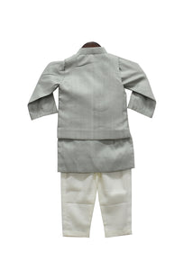 BOYS Grey Jacket With Kurta And Pant