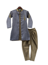 Load image into Gallery viewer, Boys Grey Embroidery Ajkan Set