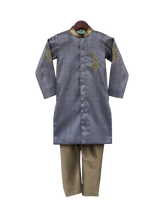 Load image into Gallery viewer, Boys Grey Embroidery Ajkan Set