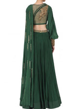 Load image into Gallery viewer, Half And Half Crop Top Skirt With Draped Dupatta