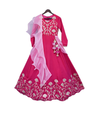 Load image into Gallery viewer, Girls Hot Pink Gota Anarkali