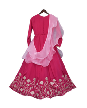 Load image into Gallery viewer, Girls Hot Pink Gota Anarkali