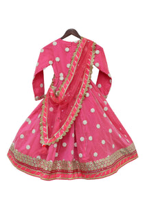 Girls Hot Pink Mirror Boti Anarkali