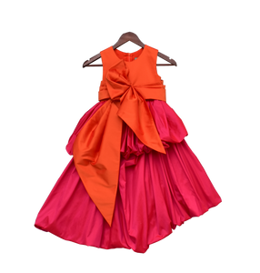 Girls Hot Pink And Orange Gown