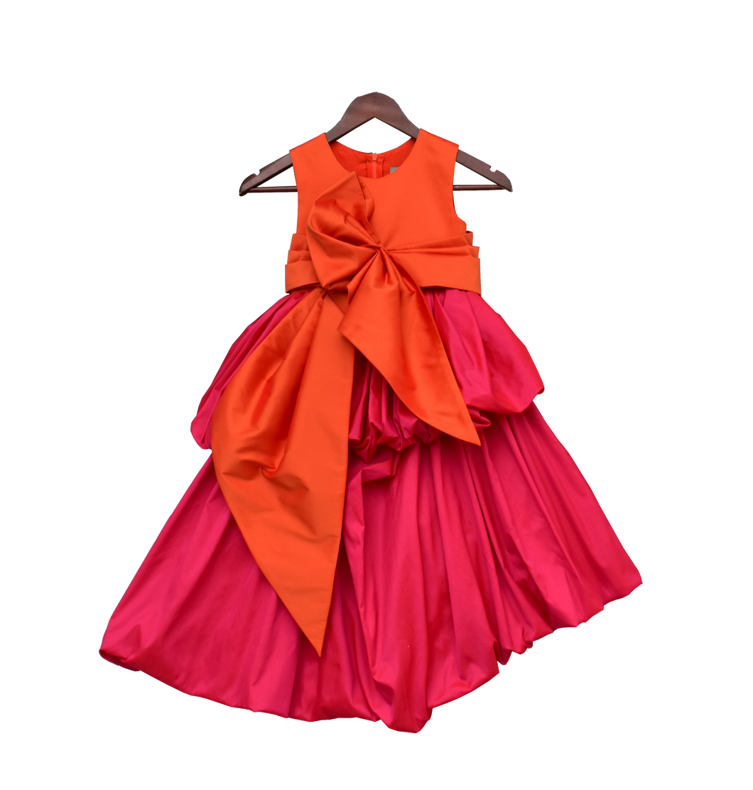 Girls Hot Pink And Orange Gown