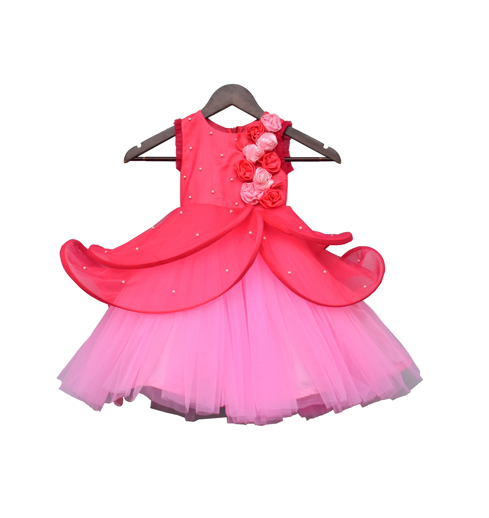 Elegant Sleeveless A-line Long Flower Girl Dresses Pink Tulle Lace Princess  Dress for Kids - ShopperBoard